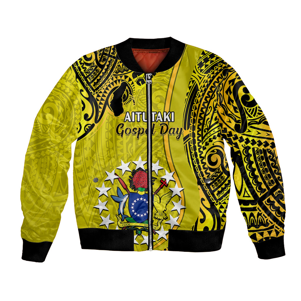 Personalised 27 October Aitutaki Island Gospel Day Bomber Jacket Cook Islands Tribal Pattern - Wonder Print Shop