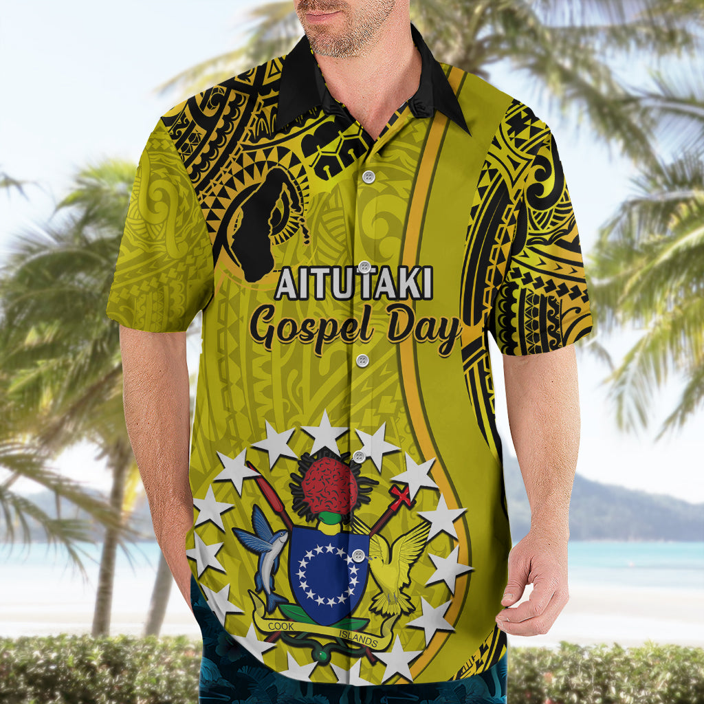 Personalised 27 October Aitutaki Island Gospel Day Hawaiian Shirt Cook Islands Tribal Pattern - Wonder Print Shop