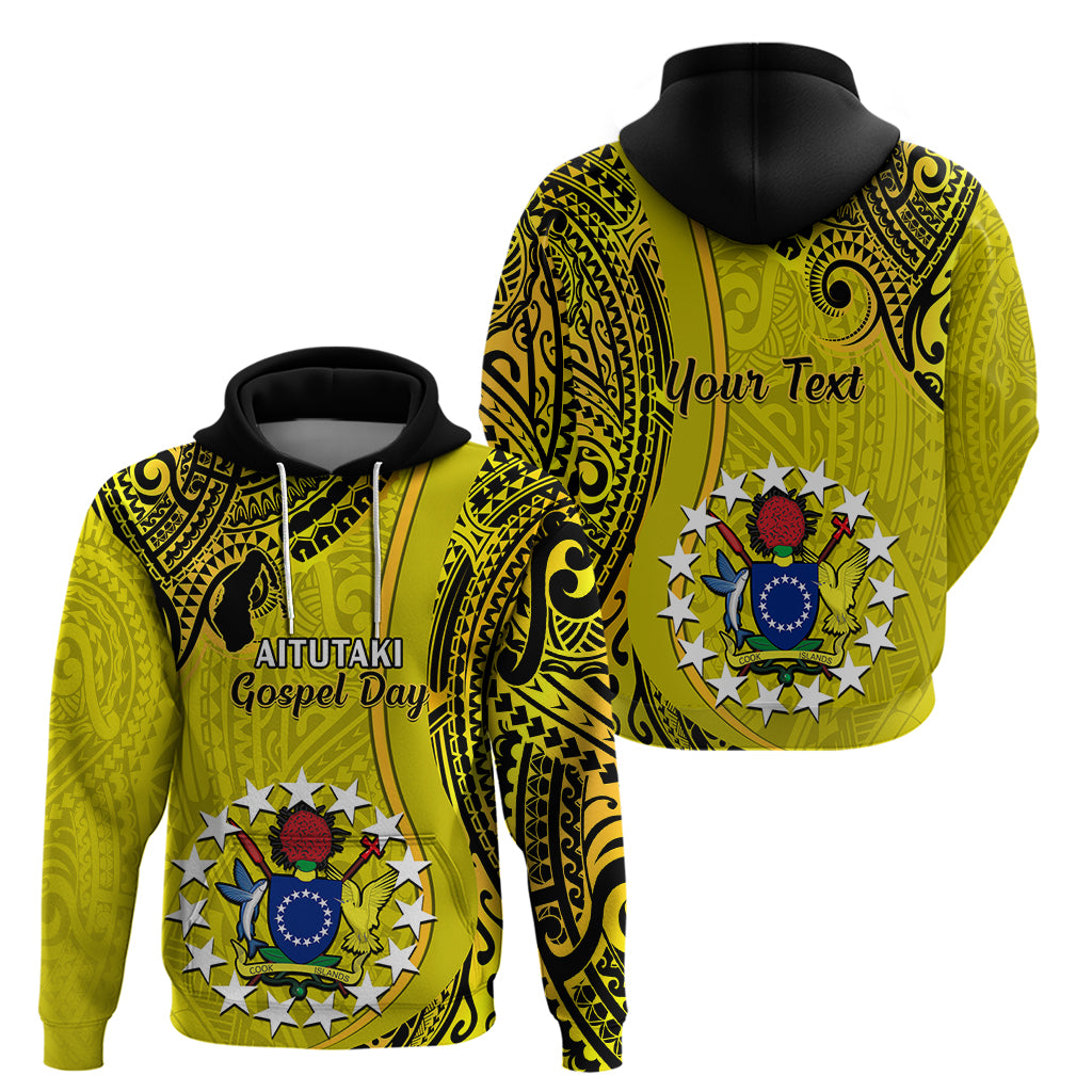 Personalised 27 October Aitutaki Island Gospel Day Hoodie Cook Islands Tribal Pattern - Wonder Print Shop