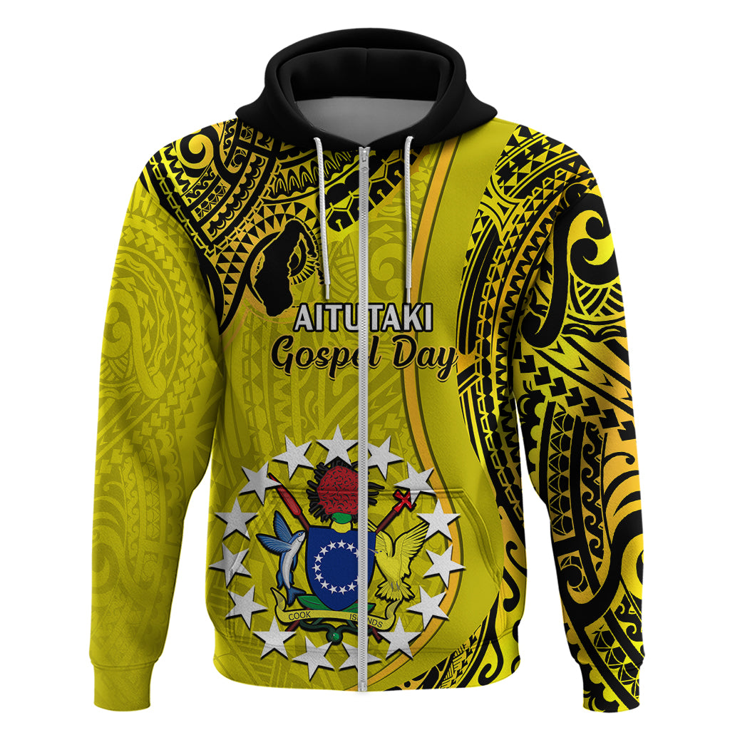 Personalised 27 October Aitutaki Island Gospel Day Hoodie Cook Islands Tribal Pattern - Wonder Print Shop