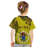 Personalised 27 October Aitutaki Island Gospel Day Kid T Shirt Cook Islands Tribal Pattern - Wonder Print Shop