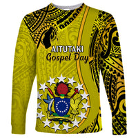 Personalised 27 October Aitutaki Island Gospel Day Long Sleeve Shirt Cook Islands Tribal Pattern - Wonder Print Shop