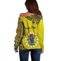 Personalised 27 October Aitutaki Island Gospel Day Off Shoulder Sweater Cook Islands Tribal Pattern - Wonder Print Shop