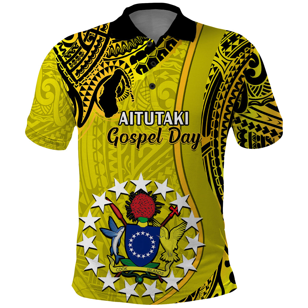 Personalised 27 October Aitutaki Island Gospel Day Polo Shirt Cook Islands Tribal Pattern - Wonder Print Shop