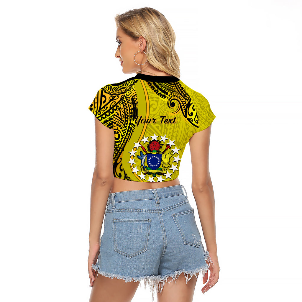 Personalised 27 October Aitutaki Island Gospel Day Raglan Cropped T Shirt Cook Islands Tribal Pattern - Wonder Print Shop