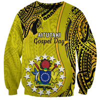 Personalised 27 October Aitutaki Island Gospel Day Sweatshirt Cook Islands Tribal Pattern - Wonder Print Shop