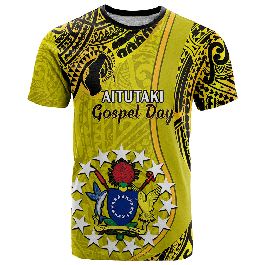 Personalised 27 October Aitutaki Island Gospel Day T Shirt Cook Islands Tribal Pattern - Wonder Print Shop