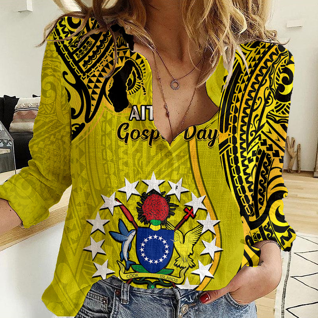 Personalised 27 October Aitutaki Island Gospel Day Women Casual Shirt Cook Islands Tribal Pattern - Wonder Print Shop