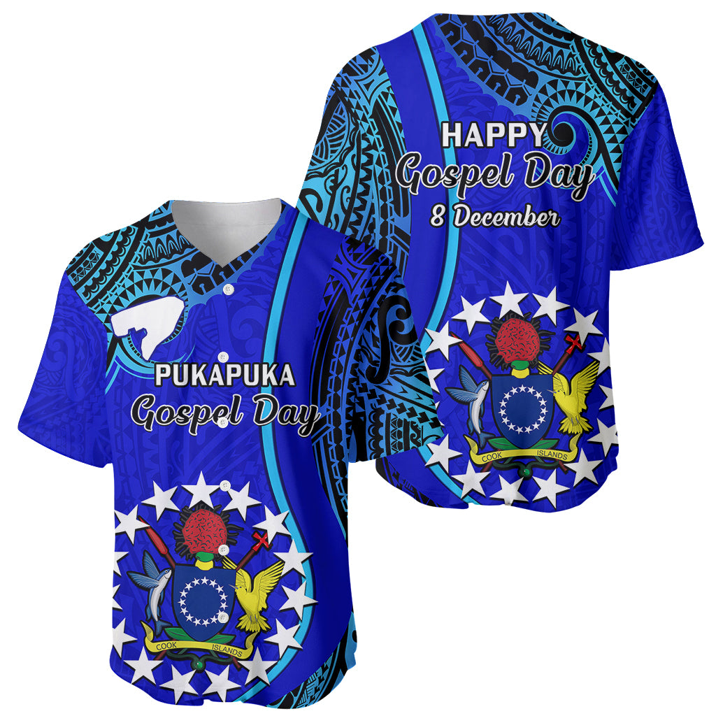 8 December Pukapuka Island Gospel Day Baseball Jersey Cook Islands Tribal Pattern - Wonder Print Shop
