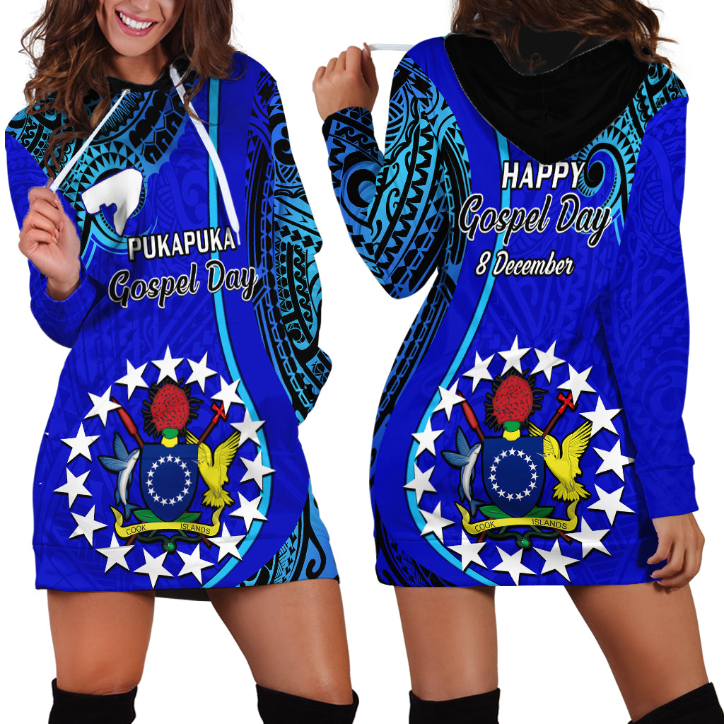 8 December Pukapuka Island Gospel Day Hoodie Dress Cook Islands Tribal Pattern - Wonder Print Shop