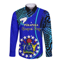 8 December Pukapuka Island Gospel Day Long Sleeve Button Shirt Cook Islands Tribal Pattern - Wonder Print Shop