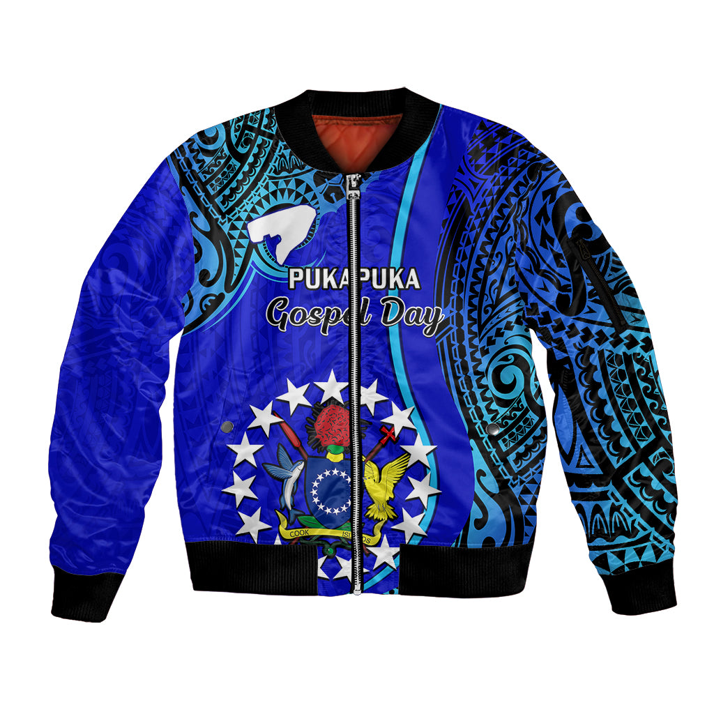 8 December Pukapuka Island Gospel Day Sleeve Zip Bomber Jacket Cook Islands Tribal Pattern - Wonder Print Shop
