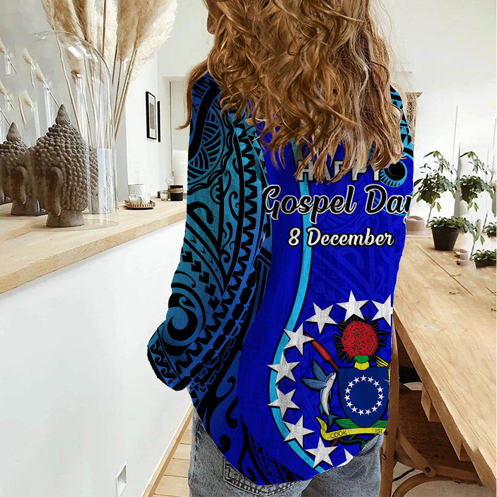 8 December Pukapuka Island Gospel Day Women Casual Shirt Cook Islands Tribal Pattern - Wonder Print Shop