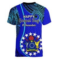 8 December Pukapuka Island Gospel Day Women V Neck T Shirt Cook Islands Tribal Pattern - Wonder Print Shop