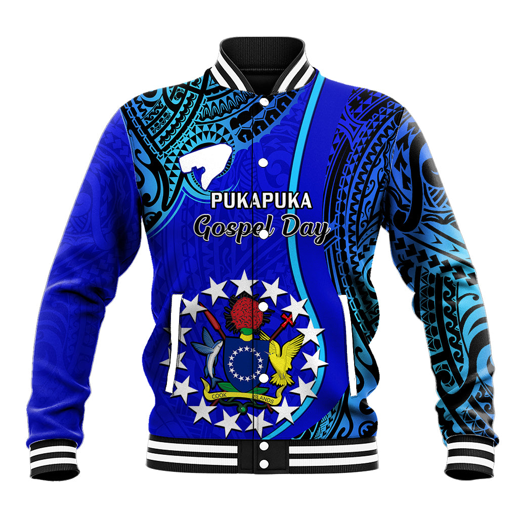 Personalised 8 December Pukapuka Island Gospel Day Baseball Jacket Cook Islands Tribal Pattern - Wonder Print Shop