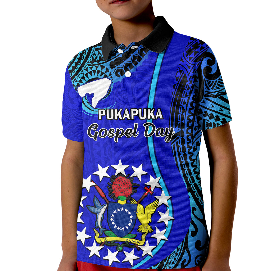 Personalised 8 December Pukapuka Island Gospel Day Kid Polo Shirt Cook Islands Tribal Pattern - Wonder Print Shop