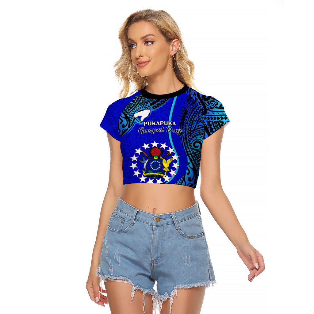 Personalised 8 December Pukapuka Island Gospel Day Raglan Cropped T Shirt Cook Islands Tribal Pattern - Wonder Print Shop