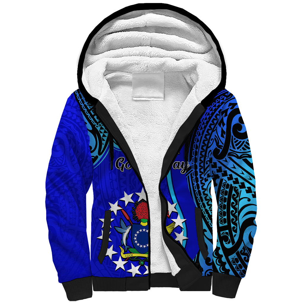 Personalised 8 December Pukapuka Island Gospel Day Sherpa Hoodie Cook Islands Tribal Pattern - Wonder Print Shop