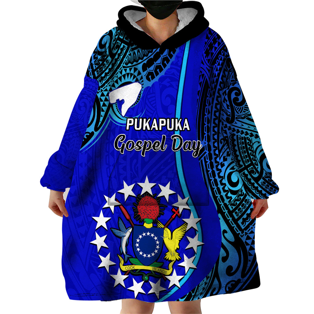 Personalised 8 December Pukapuka Island Gospel Day Wearable Blanket Hoodie Cook Islands Tribal Pattern - Wonder Print Shop
