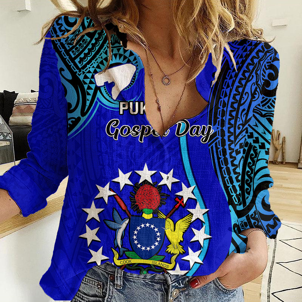 Personalised 8 December Pukapuka Island Gospel Day Women Casual Shirt Cook Islands Tribal Pattern - Wonder Print Shop