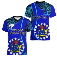 Personalised 8 December Pukapuka Island Gospel Day Women V Neck T Shirt Cook Islands Tribal Pattern - Wonder Print Shop