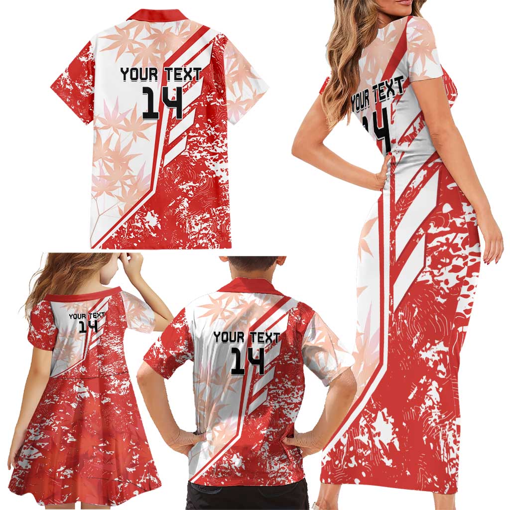 Custom Canada Soccer Family Matching Short Sleeve Bodycon Dress and Hawaiian Shirt Les Rouges Sporty Style - Wonder Print Shop