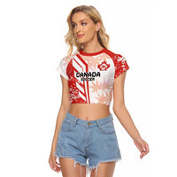 Custom Canada Soccer Raglan Cropped T Shirt Les Rouges Sporty Style - Wonder Print Shop