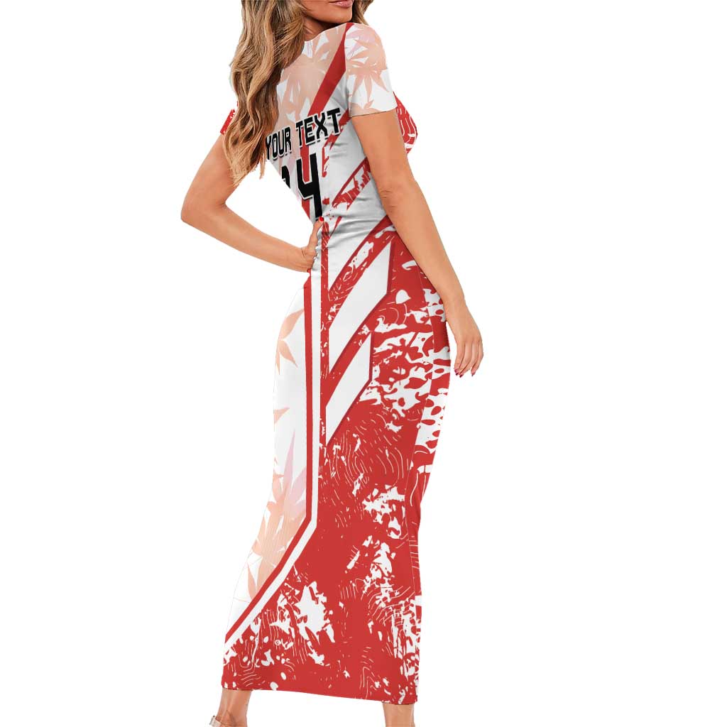 Custom Canada Soccer Short Sleeve Bodycon Dress Les Rouges Sporty Style - Wonder Print Shop