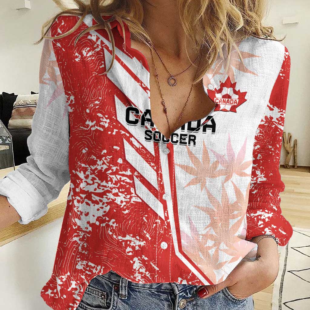 Custom Canada Soccer Women Casual Shirt Les Rouges Sporty Style - Wonder Print Shop