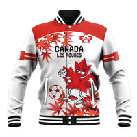 Custom Canada Soccer Baseball Jacket Les Rouges Cute Maple Leaf Mascot - Wonder Print Shop