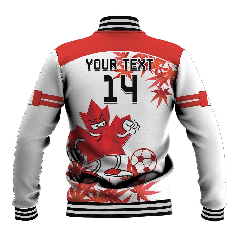Custom Canada Soccer Baseball Jacket Les Rouges Cute Maple Leaf Mascot - Wonder Print Shop