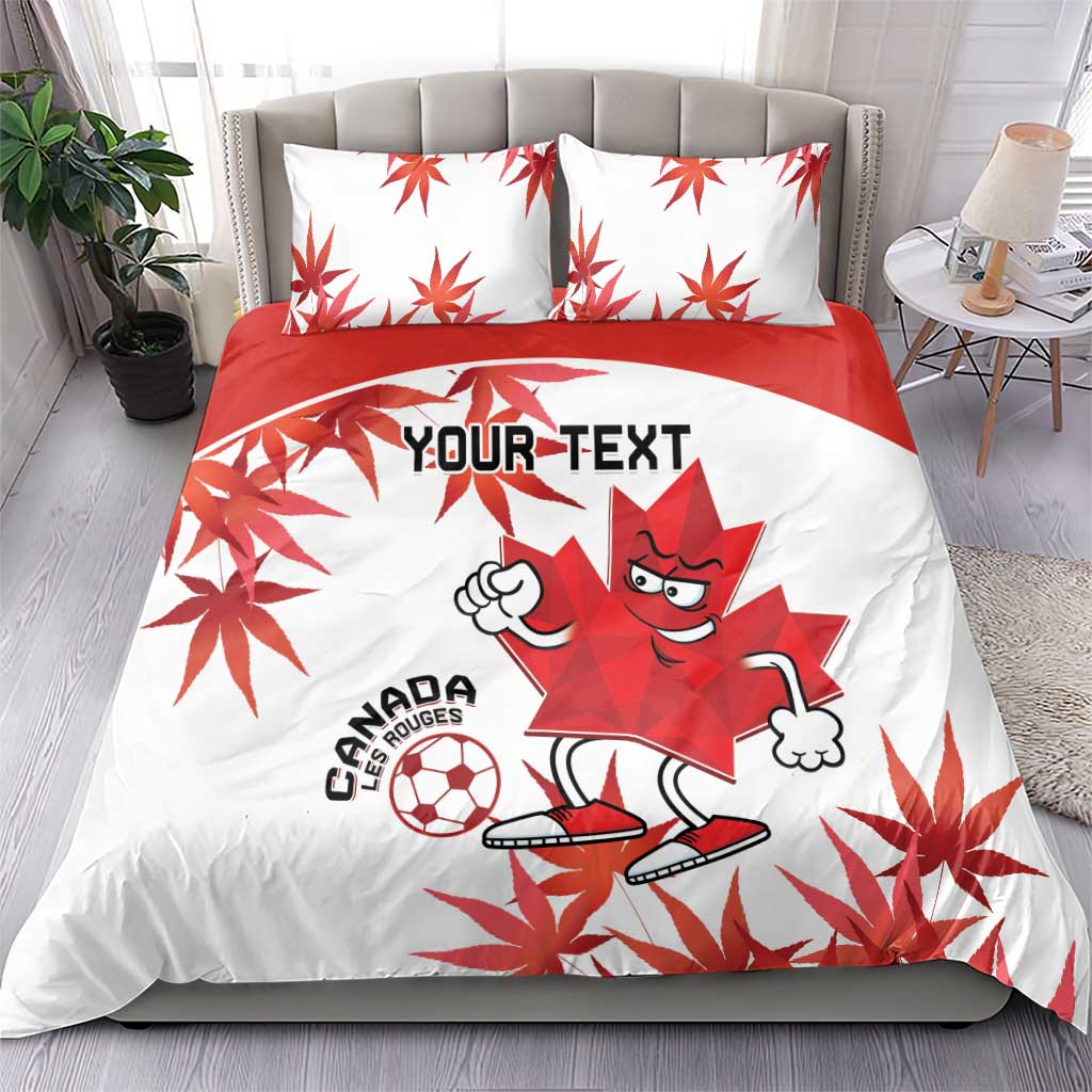 Custom Canada Soccer Bedding Set Les Rouges Cute Maple Leaf Mascot - Wonder Print Shop