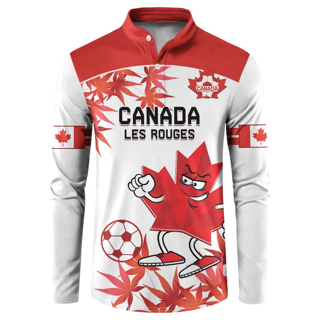 Custom Canada Soccer Button Sweatshirt Les Rouges Cute Maple Leaf Mascot - Wonder Print Shop