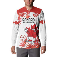 Custom Canada Soccer Button Sweatshirt Les Rouges Cute Maple Leaf Mascot - Wonder Print Shop