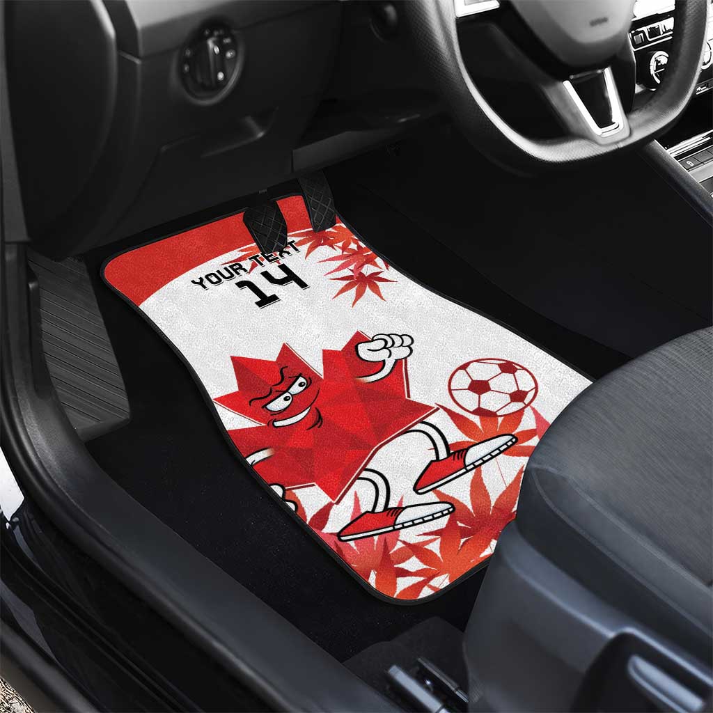 Custom Canada Soccer Car Mats Les Rouges Cute Maple Leaf Mascot - Wonder Print Shop
