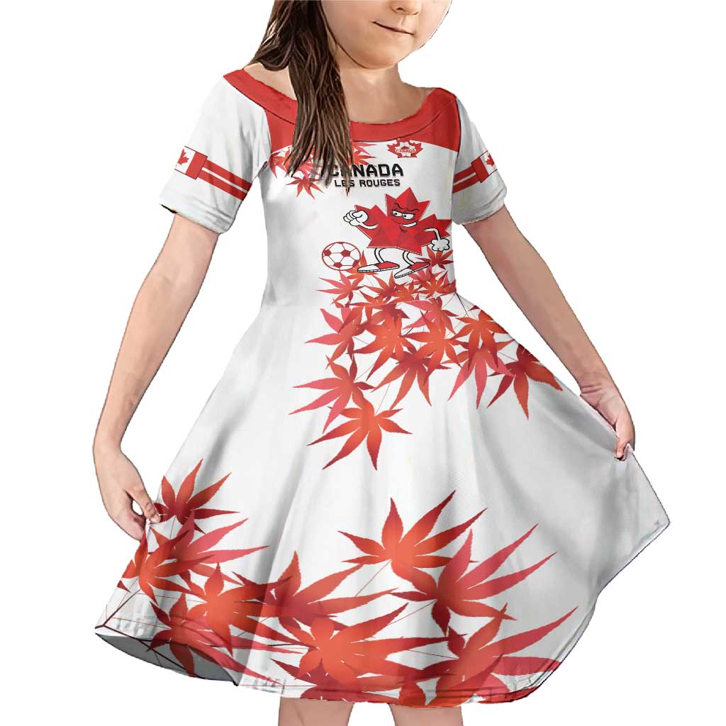 Custom Canada Soccer Family Matching Mermaid Dress and Hawaiian Shirt Les Rouges Cute Maple Leaf Mascot - Wonder Print Shop
