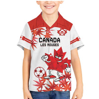 Custom Canada Soccer Family Matching Mermaid Dress and Hawaiian Shirt Les Rouges Cute Maple Leaf Mascot - Wonder Print Shop