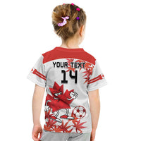 Custom Canada Soccer Kid T Shirt Les Rouges Cute Maple Leaf Mascot - Wonder Print Shop