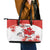 Custom Canada Soccer Leather Tote Bag Les Rouges Cute Maple Leaf Mascot - Wonder Print Shop