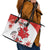 Custom Canada Soccer Leather Tote Bag Les Rouges Cute Maple Leaf Mascot - Wonder Print Shop