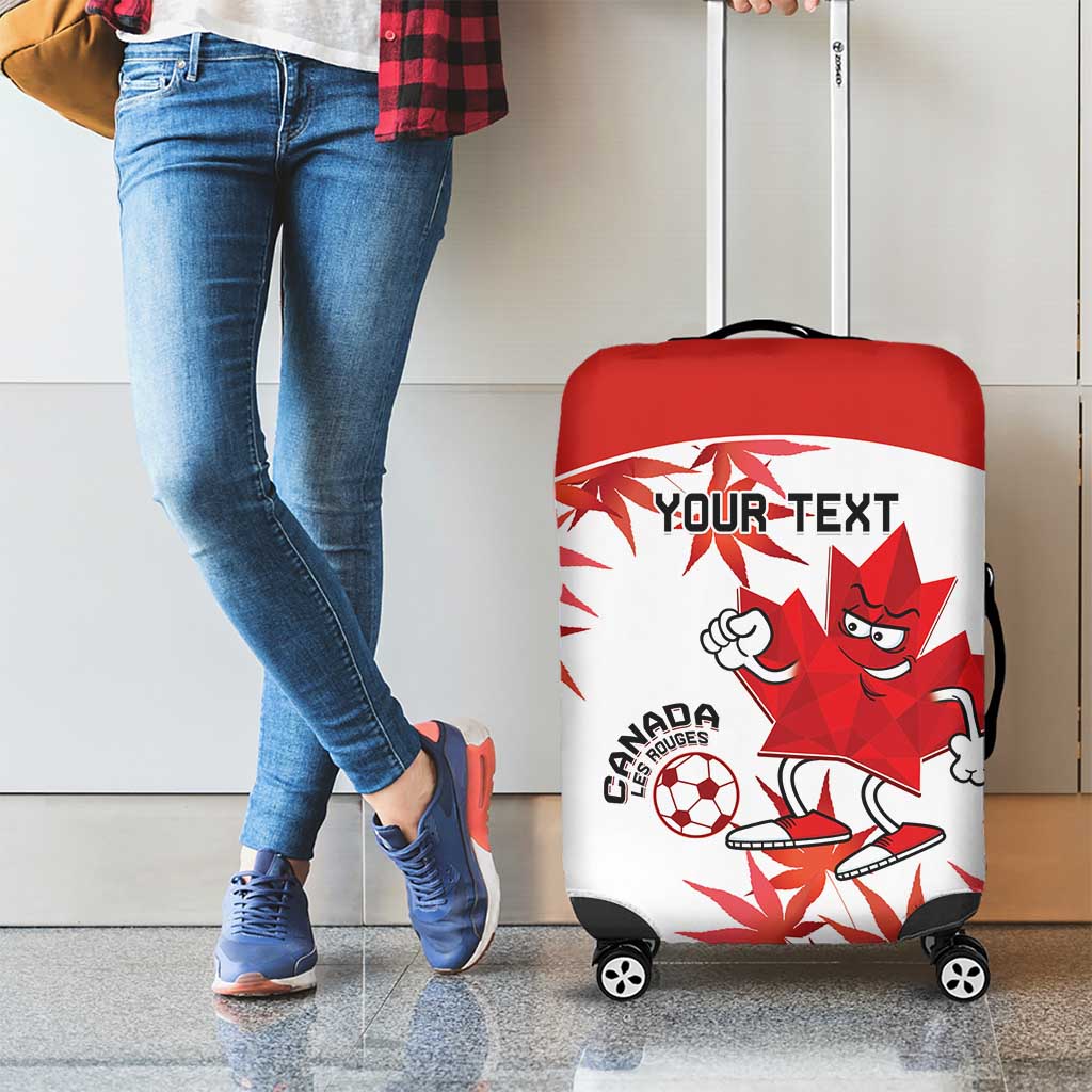 Custom Canada Soccer Luggage Cover Les Rouges Cute Maple Leaf Mascot - Wonder Print Shop