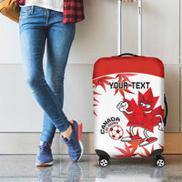 Custom Canada Soccer Luggage Cover Les Rouges Cute Maple Leaf Mascot - Wonder Print Shop