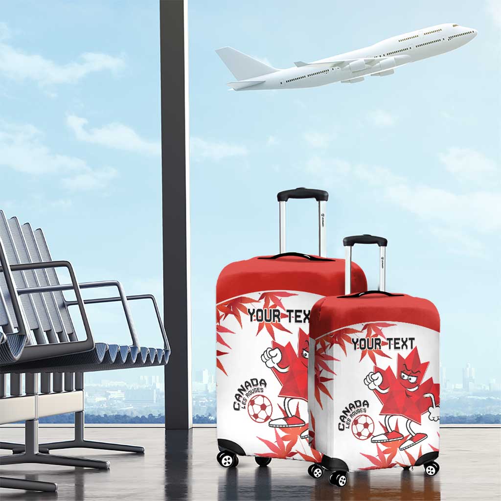 Custom Canada Soccer Luggage Cover Les Rouges Cute Maple Leaf Mascot - Wonder Print Shop