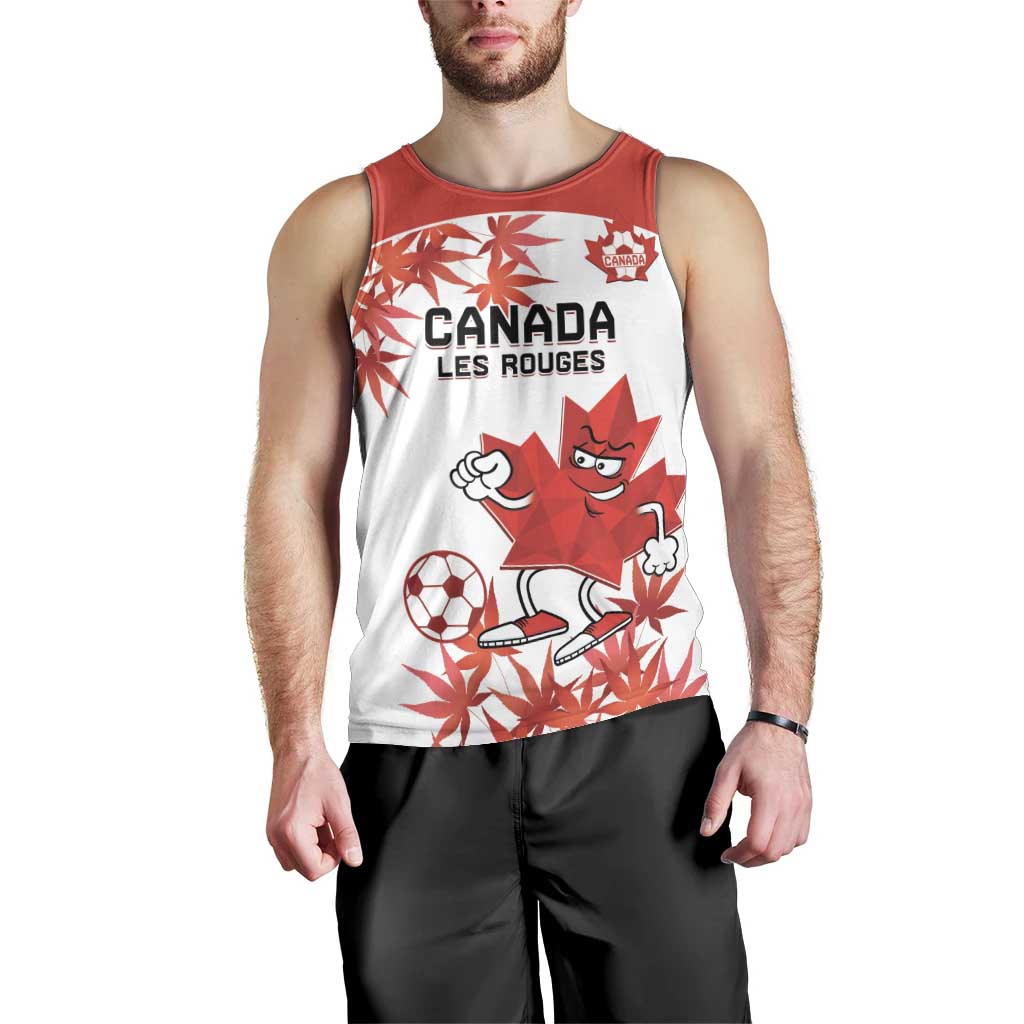 Custom Canada Soccer Men Tank Top Les Rouges Cute Maple Leaf Mascot - Wonder Print Shop