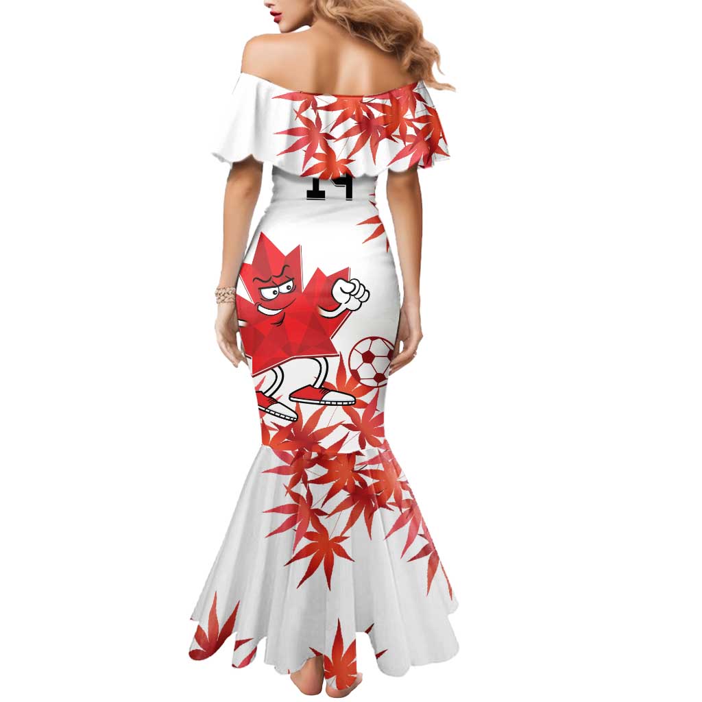 Custom Canada Soccer Mermaid Dress Les Rouges Cute Maple Leaf Mascot - Wonder Print Shop