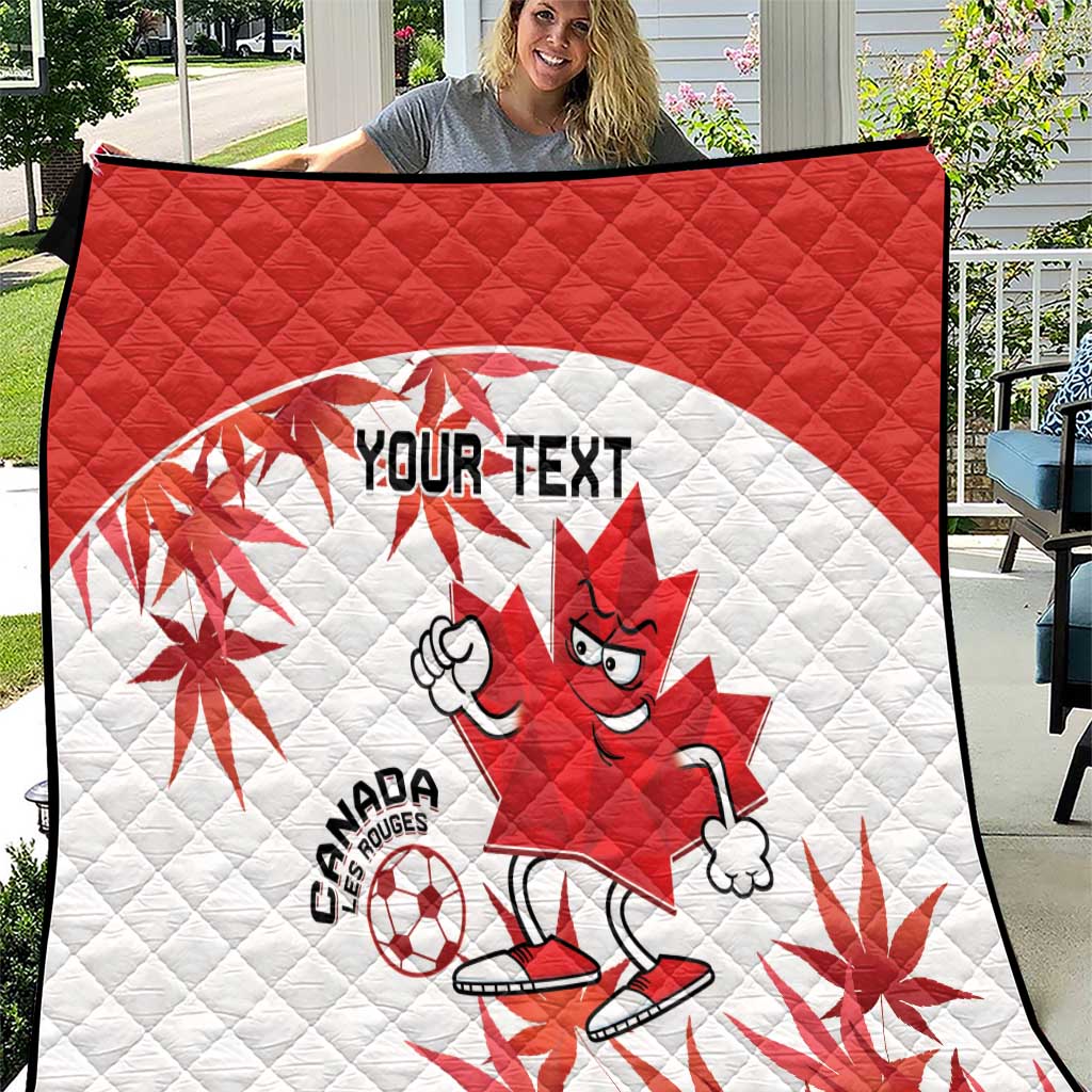 Custom Canada Soccer Quilt Les Rouges Cute Maple Leaf Mascot - Wonder Print Shop