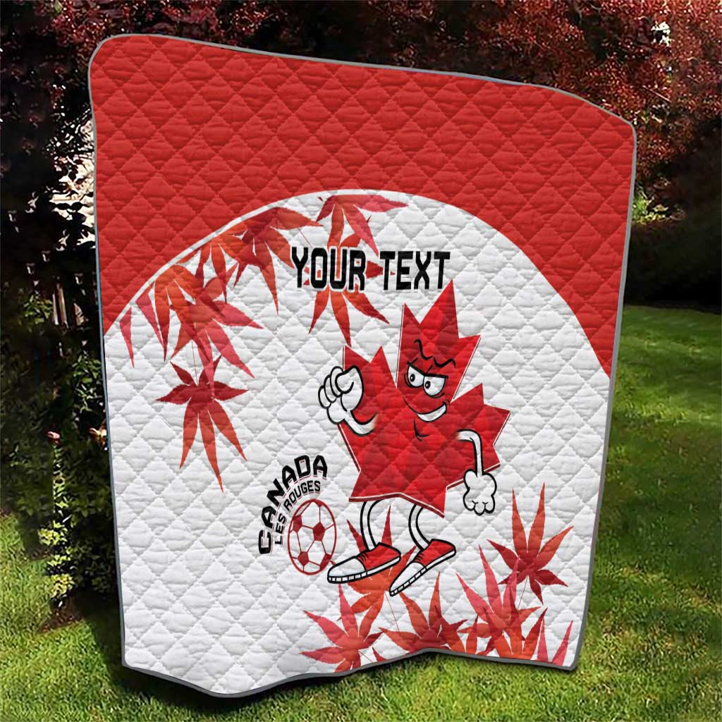 Custom Canada Soccer Quilt Les Rouges Cute Maple Leaf Mascot - Wonder Print Shop