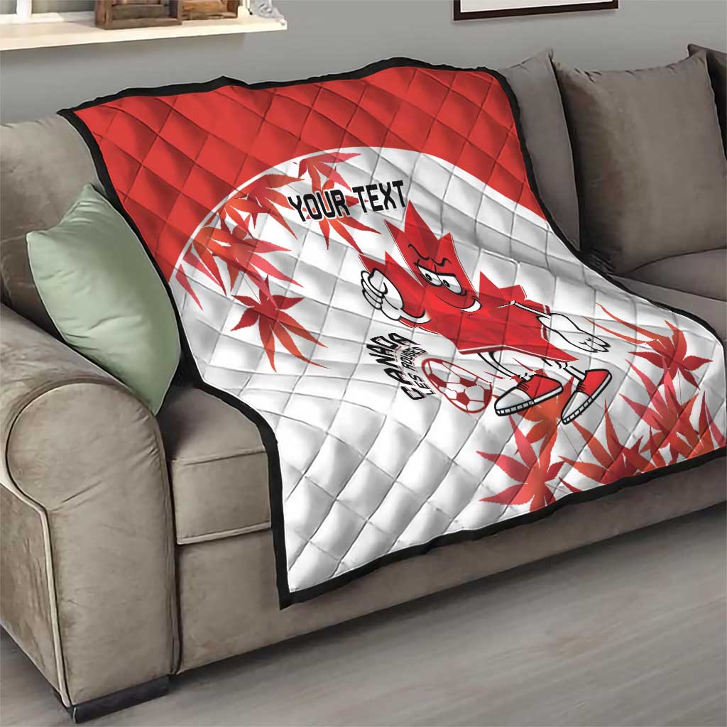 Custom Canada Soccer Quilt Les Rouges Cute Maple Leaf Mascot - Wonder Print Shop