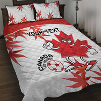 Custom Canada Soccer Quilt Bed Set Les Rouges Cute Maple Leaf Mascot - Wonder Print Shop