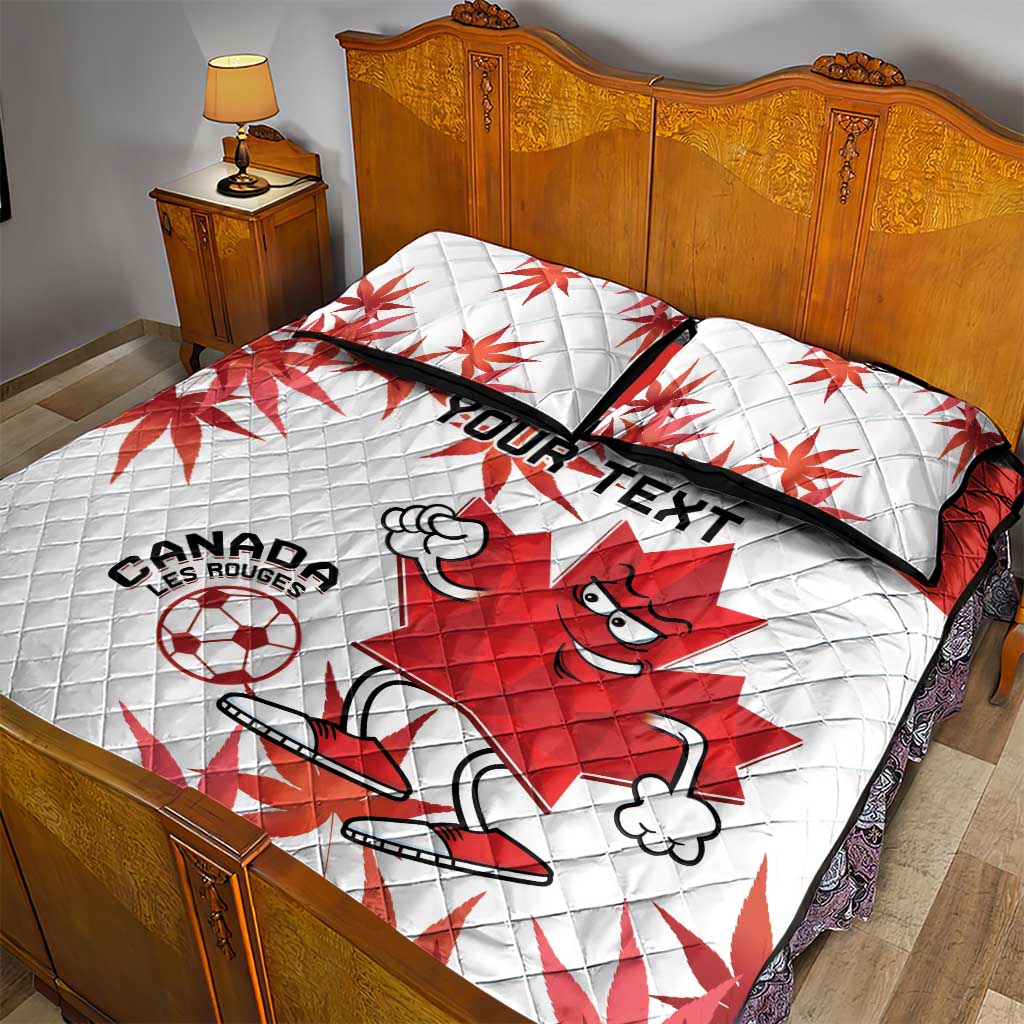 Custom Canada Soccer Quilt Bed Set Les Rouges Cute Maple Leaf Mascot - Wonder Print Shop